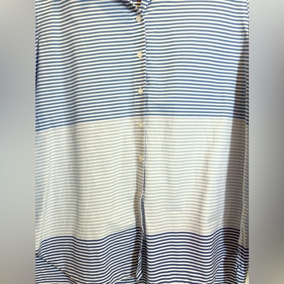 CALVIN KLEIN Women’s Striped Button Down Top XL Blue - Picture 4 of 7